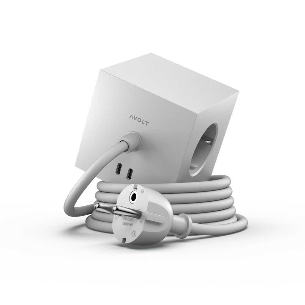 Square 1 avec USB-C (30W) Câble 1.8m AVOLT, Couleur: Gris