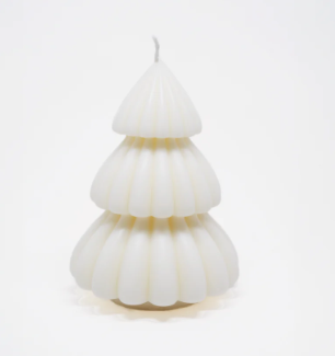 Bougie Sapin Sylvestre LA CURIEUSE FABRIQUE, Couleur: Blanc