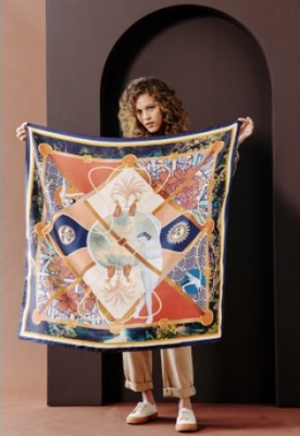 Foulard en soie Danse du soleil 100x100 ANTAN CREATIONS