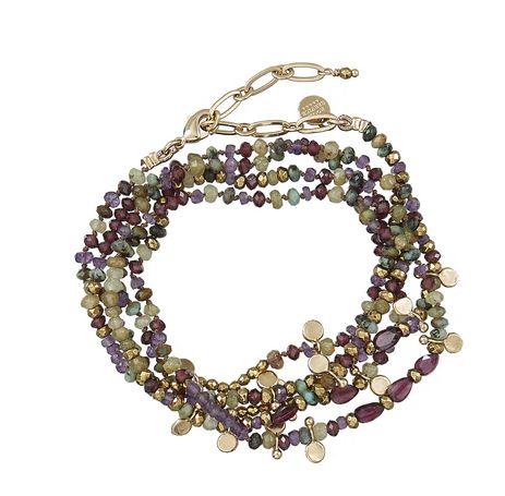 Adoum Bracelet Multi-tours Grenat vert et Améthiste ROOM SERVICE