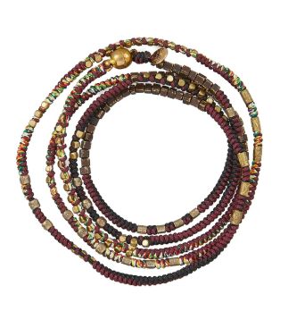 Bracelet Multi-tours Manilla ROOM SERVICE, Couleur: Bordeaux & Noir