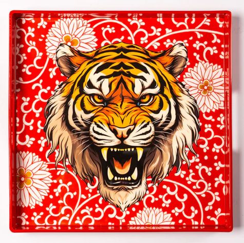 Plateau Carré Red Tiger BLUE SHAKER