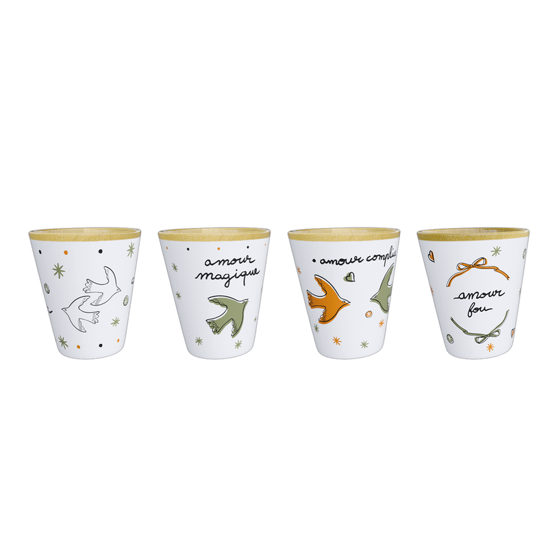 Coffret 4 gobelets Amour OPJET PARIS