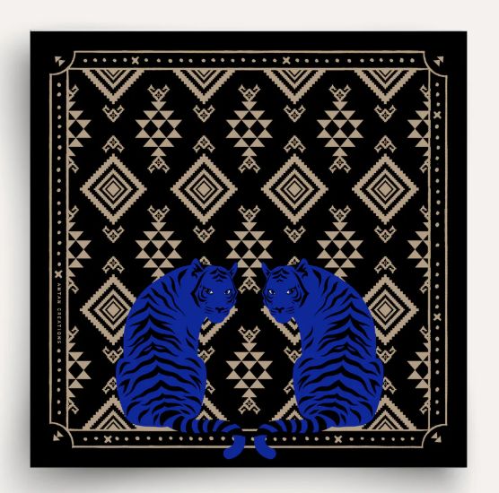 Carré Laine The Twin Tiger 100x100 ANTAN CREATIONS