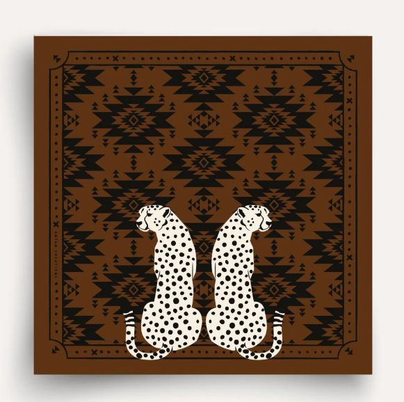 Carré Laine The Twin Cheetahs 100x100 ANTAN CREATIONS