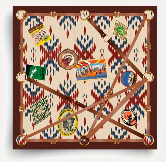 Carré en soie Back From America 70x70 ANTAN CREATIONS