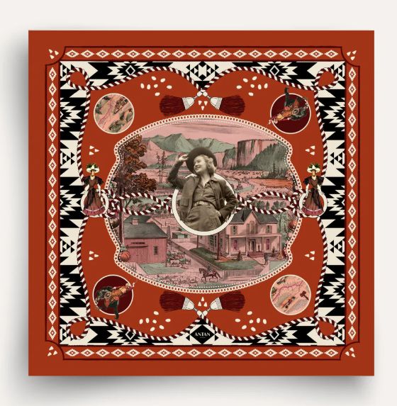 Carré en soie Dusty West Brick 70x70 ANTAN CREATIONS