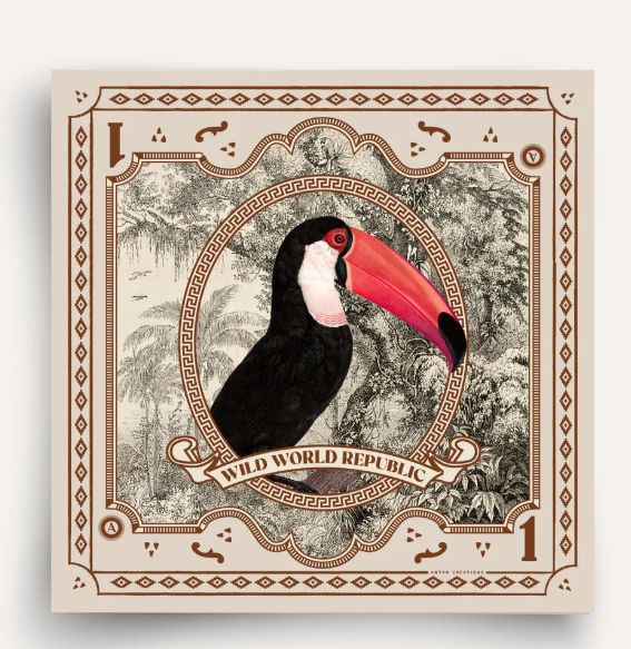 Carré en soie WWR - Toucan 70x70 ANTAN CREATIONS