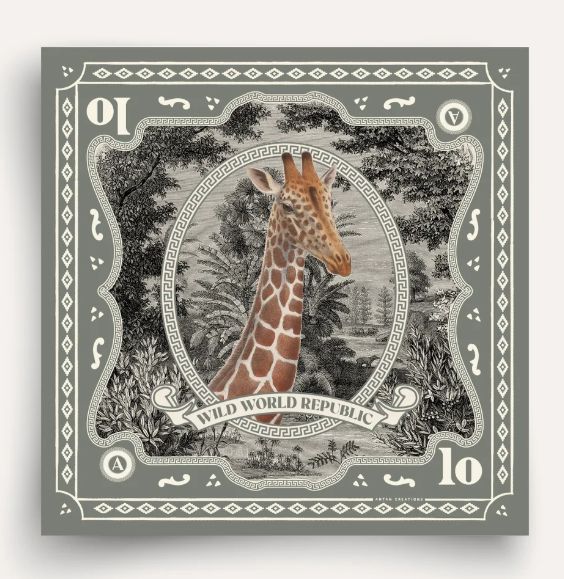 Carré en soie WWR - Girafe 70x70 ANTAN CREATIONS