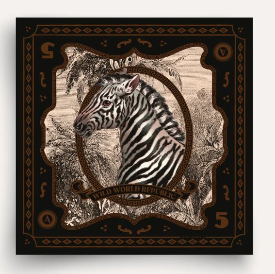 Carré en soie WWR - Zebra 70x70 ANTAN CREATIONS