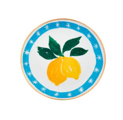 Assiette avec bordure dorée BITOSSI