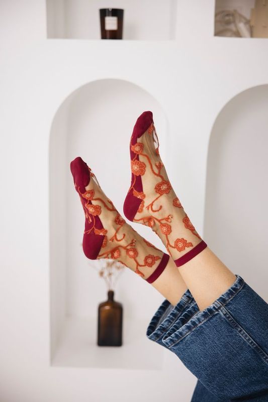 Chaussette Blomst Corail ST EUSTACHE
