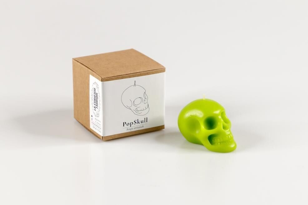 Bougie Pop Skull LA CURIEUSE FABRIQUE, Couleur: Vert anis