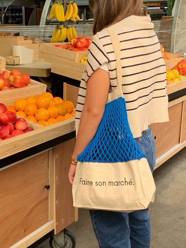 Sac Filet XL Brodé FAIRE SON MARCHE SHOPPINETTE