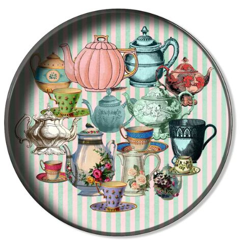 Plateau Rond Tea Party 04 BLUE SHAKER