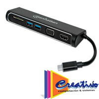 Convertidor Docking USB-C Superspeed 4-en-1 a HDMI/VGA