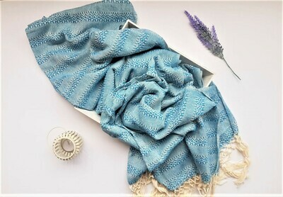 Mexican Rebozo Scarf, Labor Shawl, Birth Wrap (Turquoise)