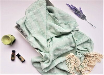 Mexican Rebozo Scarf, Labor Shawl, Birth Wrap (Mint)