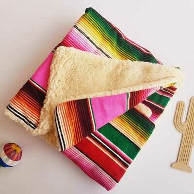 Mexican sarape cozzy baby blanket (pink)