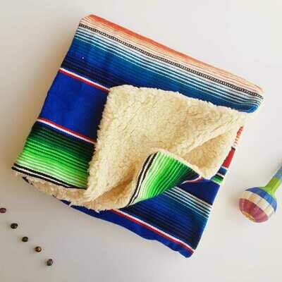 Mexican sarape cozzy baby blanket (blue)
