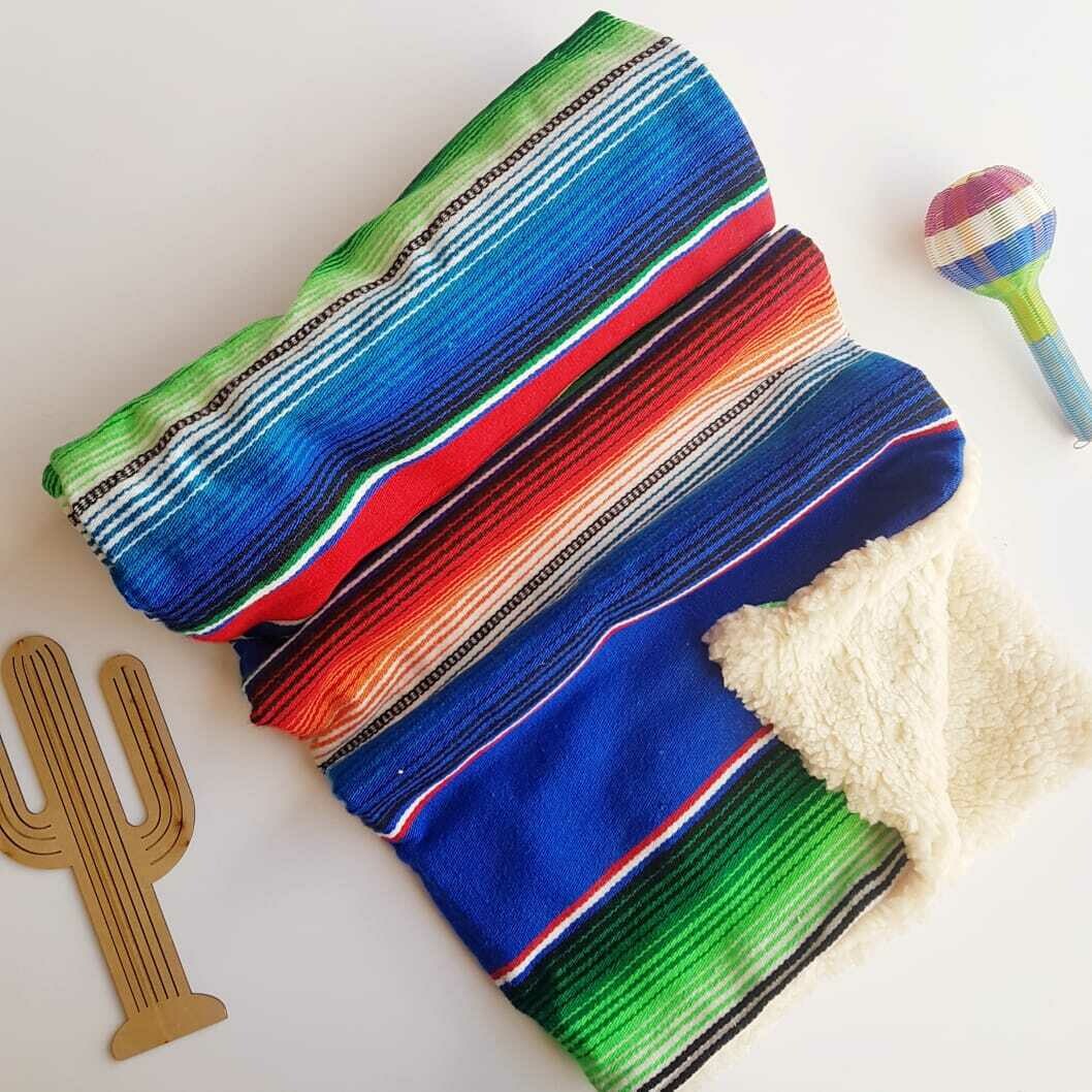 Mexican sarape cozzy baby blanket (blue)