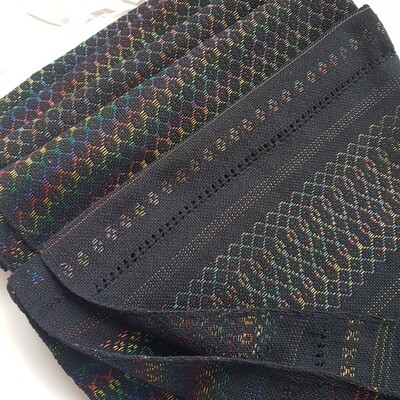 Mexican Rebozo Scarf, Labor Shawl, Birth Wrap (Black/Rainbow)