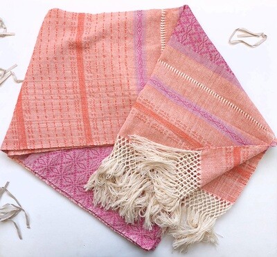 Mexican Rebozo Scarf, Labor Shawl, Birth Wrap (Orange/Pink)