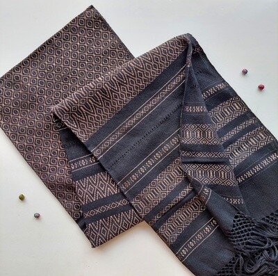 Mexican Rebozo Scarf, Labor Shawl, Birth Wrap (Black/Gold)
