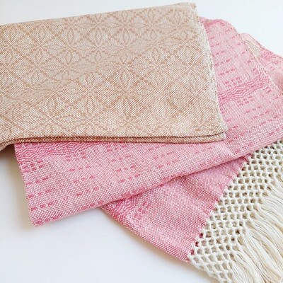 Mexican Rebozo Scarf, Labor Shawl, Birth Wrap (Coral/Capuchino)