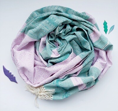 Mexican Rebozo Scarf, Labor Shawl, Birth Wrap (Mint/Lavender)
