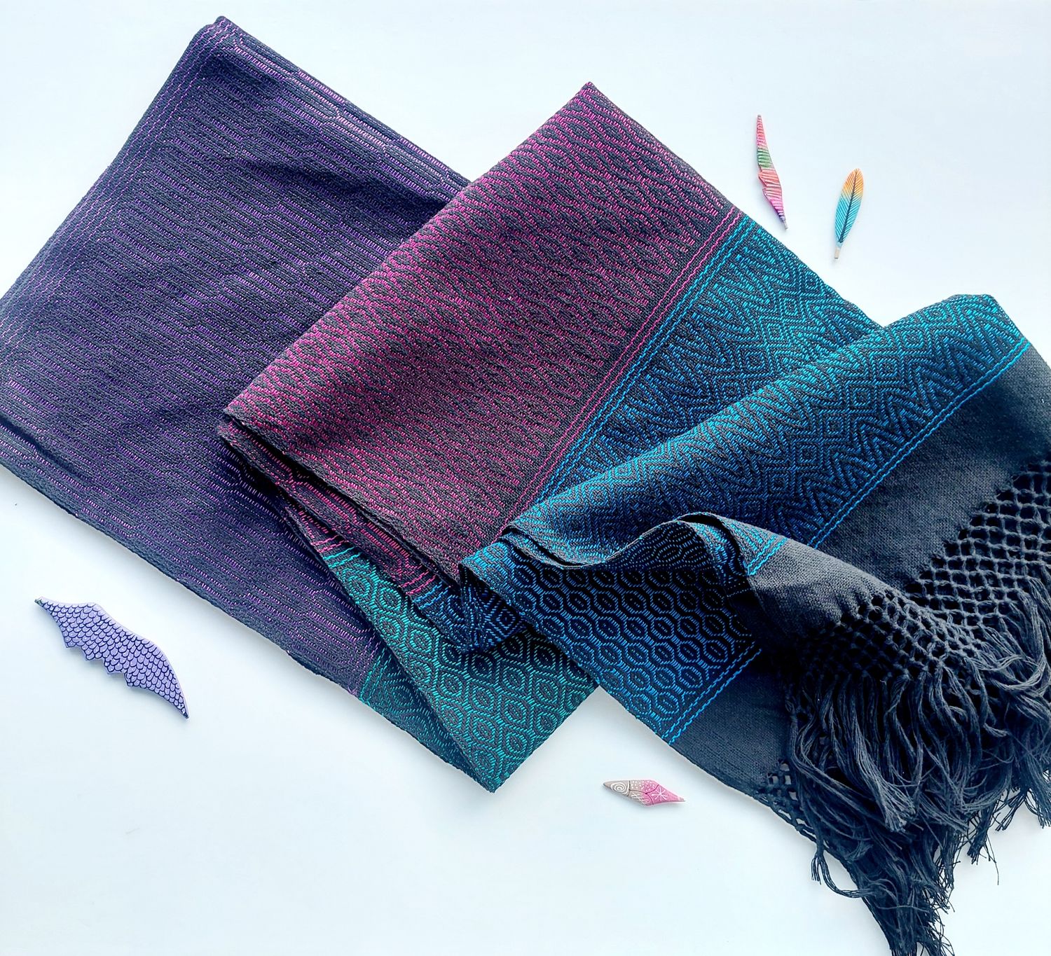 Mexican Rebozo, Scarf Pashmina, Shawl (Jade/Purple/Pink/Turquoise)