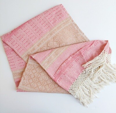 Mexican Rebozo Scarf, Labor Shawl, Birth Wrap (Coral/Capuchino)