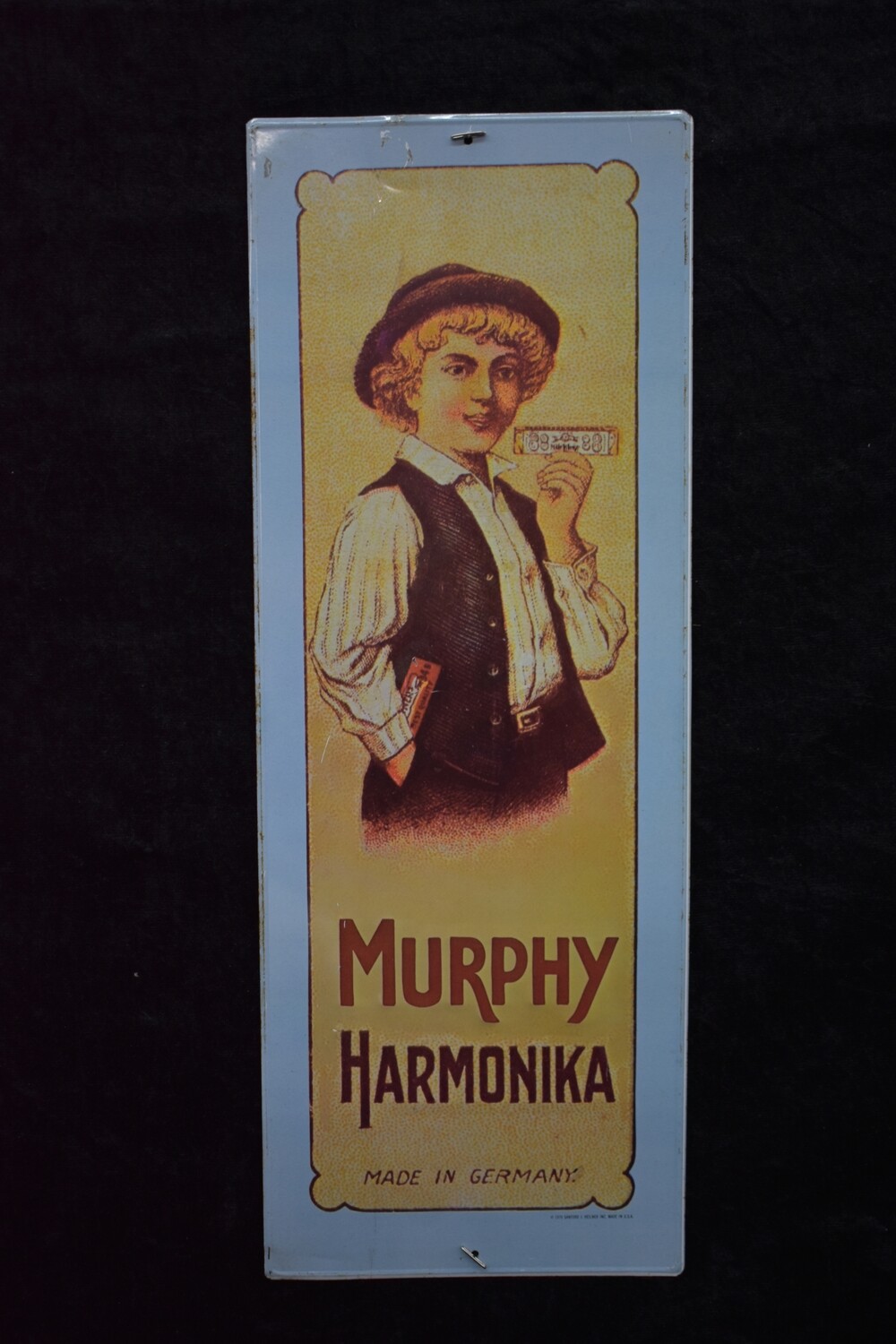 1974 Murphy Harmonika Tin Embossed Novelty Advertising Sign