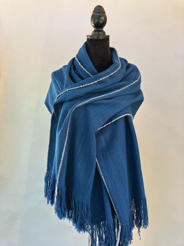 Lani’s Indigo Blue Rambouillet Wool Shawl