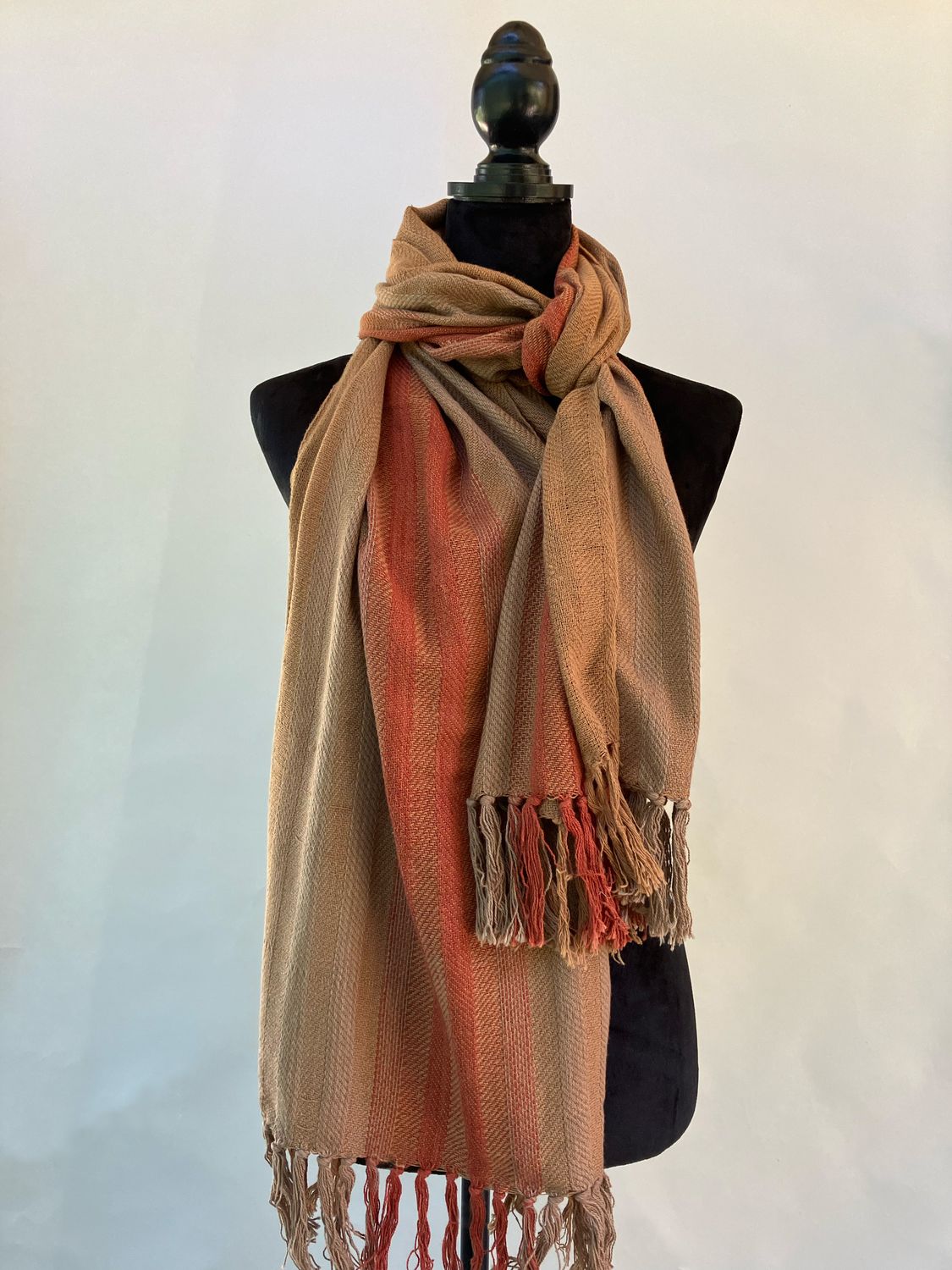 All Sally Fox Coyote Brown, Pima/Green Dyed Cotton Scarf