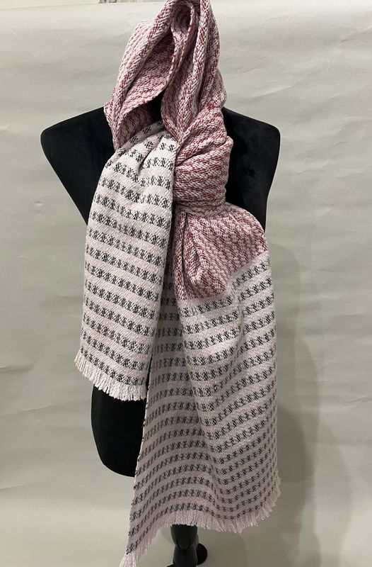 Madder Red Checkered Half and Half Scarf