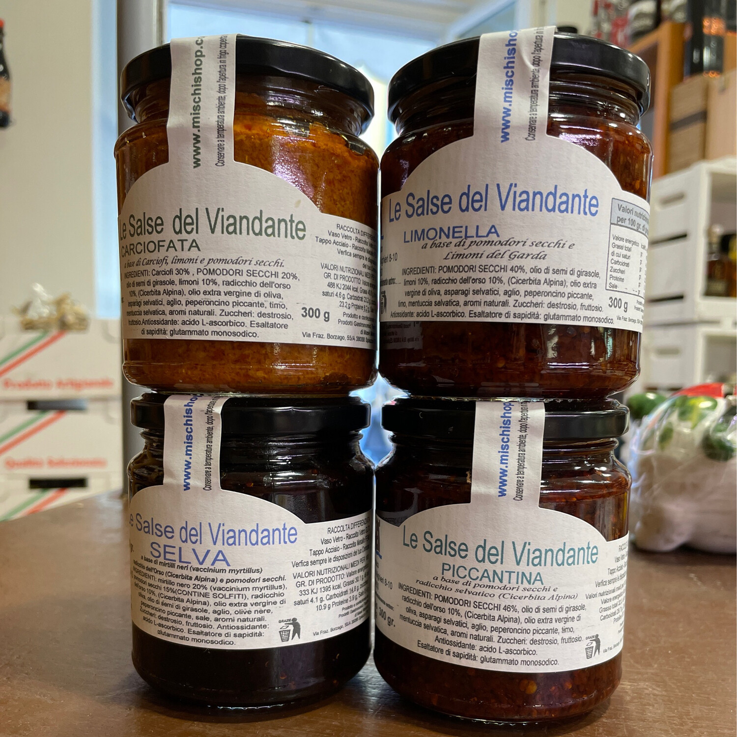 4 jars of assorted "salse del viandante"