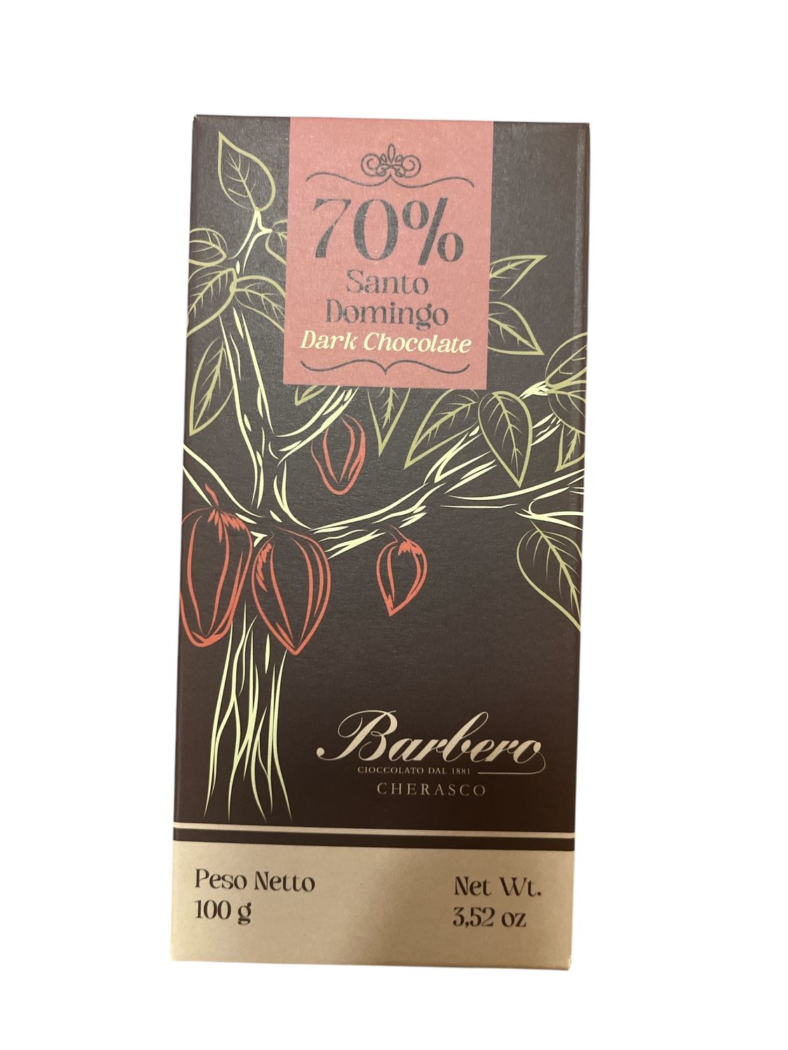 Dark chocolate bar, from Santo Domingo 55% 100 gr