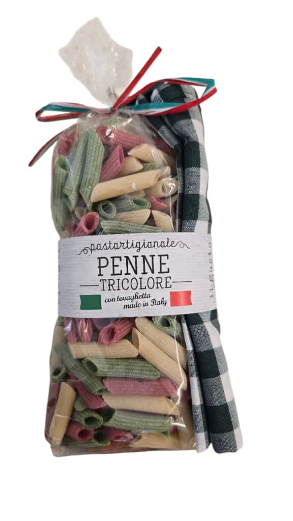 Artisanal Pasta, Tricolour Penne with table table. 400g