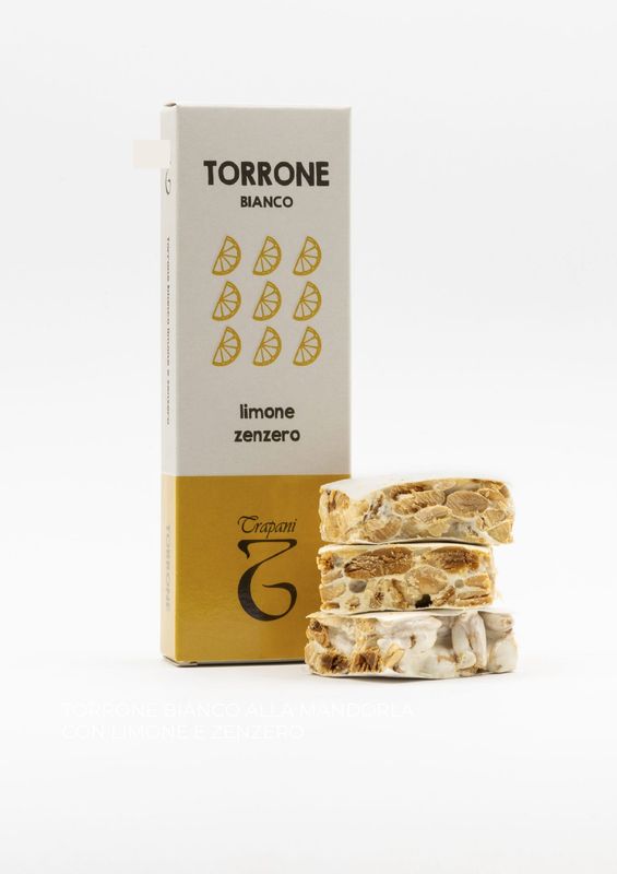 White nougat almond, ginger and lemon 100 gr White nougat almond, ginger and lemon 100 gr
