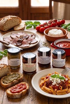 Pasta, bruschetta and cheese sauses