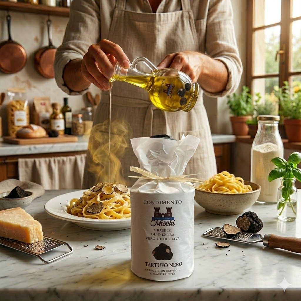 Condiment made from extra virgin olive oil and black truffle 250 ml
