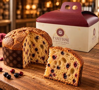 Panettone with berries and balsamic cream 1 kg. Available