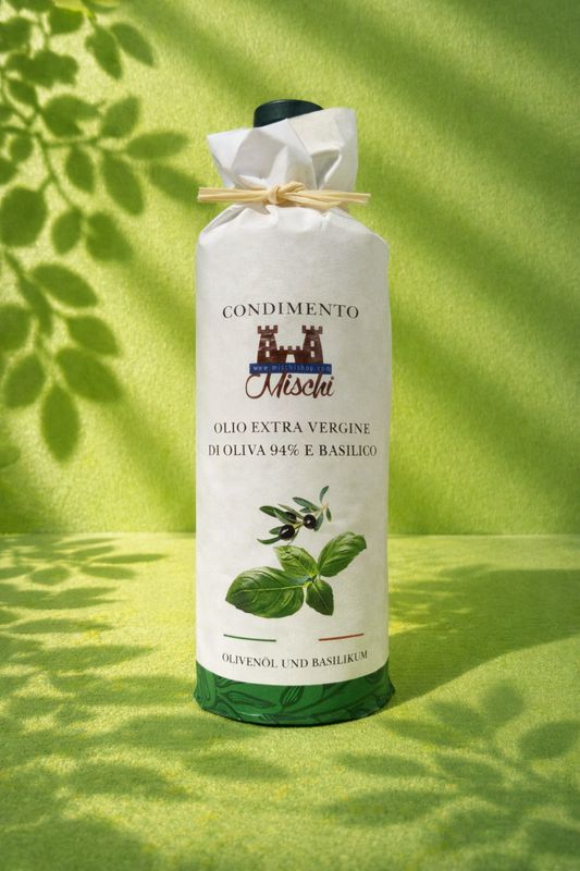 Seasoning based on extra virgin olive oil and basil 500 ml