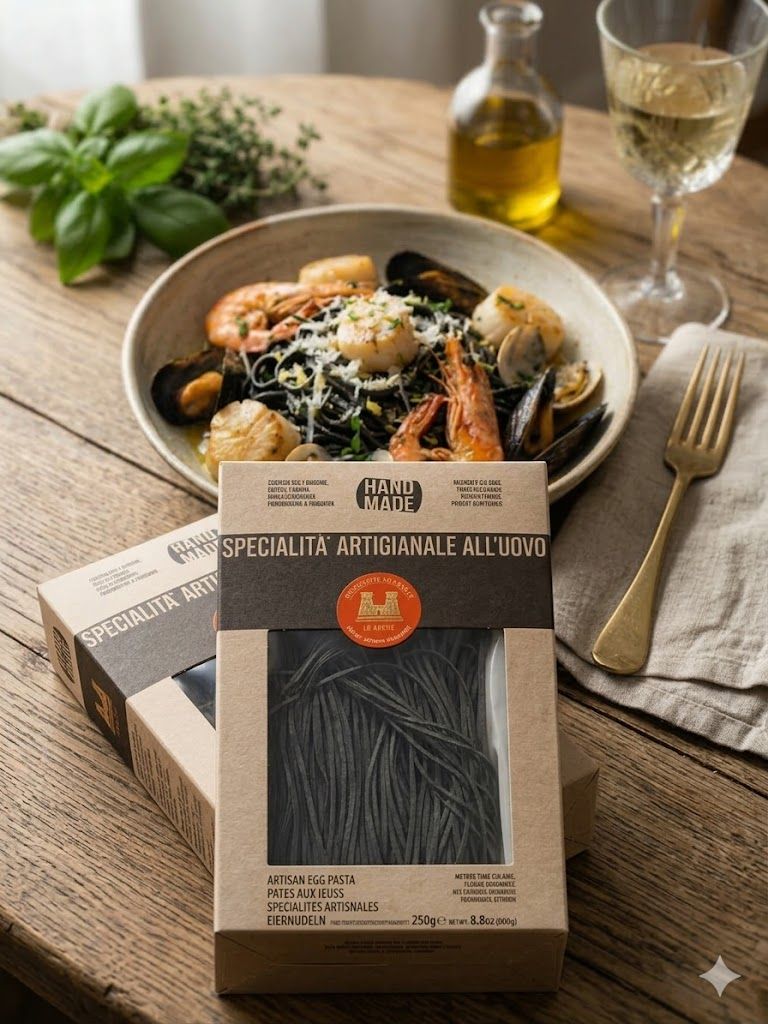 Egg Pasta Fettuccine with Octopus Ink 250g Egg Pasta Fettuccine with Octopus Ink 250g