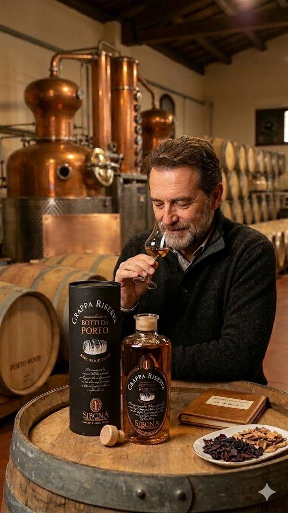 Grappa Riserva in harbour barrels, 500ml Grappa Riserva in harbour barrels, 500ml