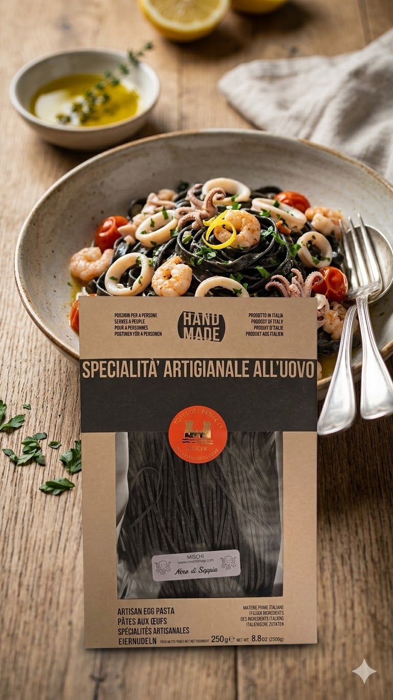Pasta all'uovo Linguine al Nero di Seppia Mischi 250g
