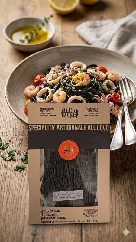 Pasta all'uovo Linguine al Nero di Seppia Mischi 250g