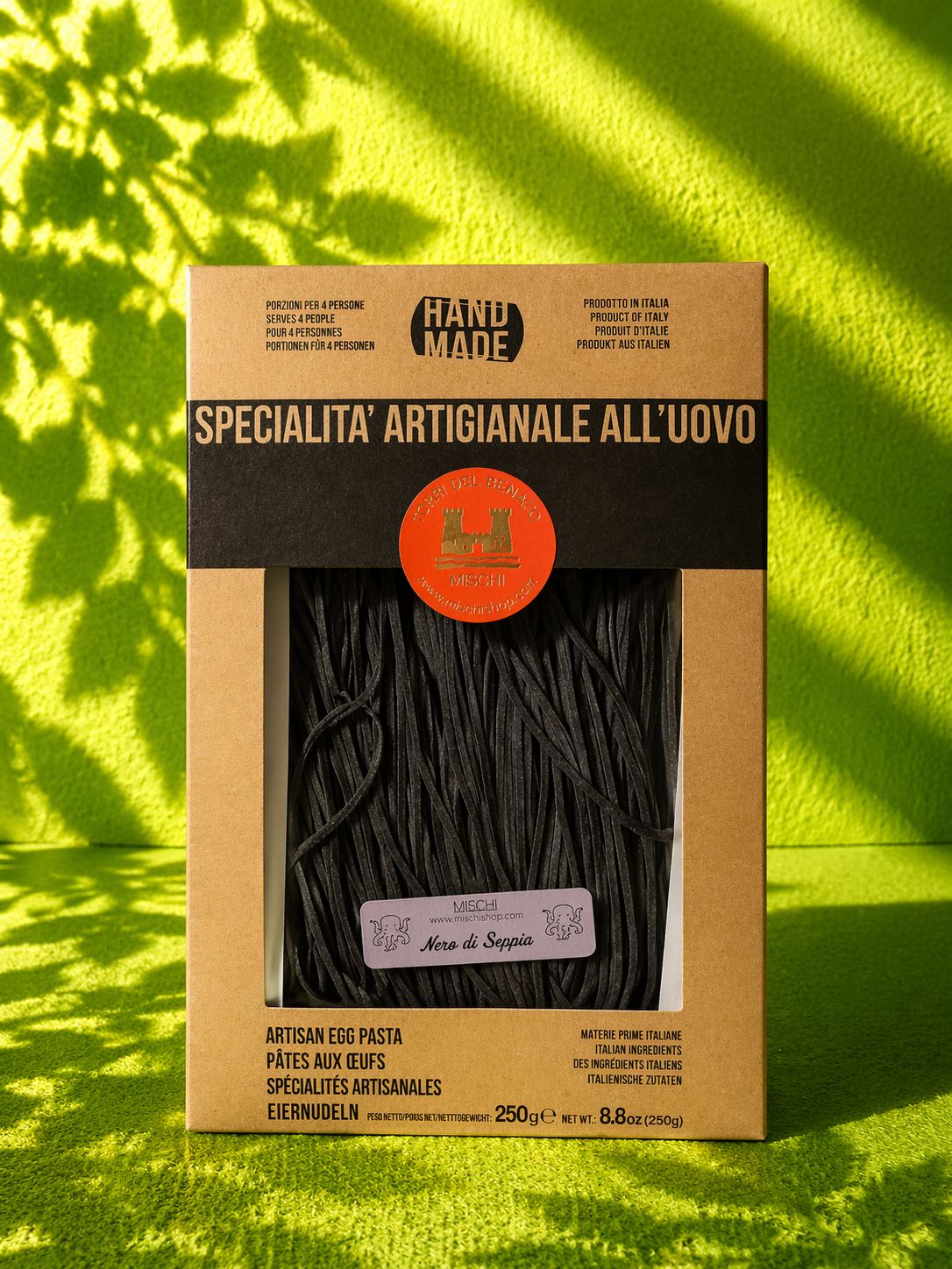 Pasta all'uovo Linguine al Nero di Seppia Mischi 250g Pasta all'uovo Linguine al Nero di Seppia Mischi 250g
