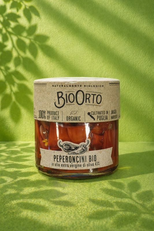 Organic Chili Peppers in Extra Virgin Olive Oil – 175 g